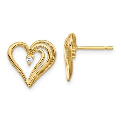 Heart Earring 14k Gold AA Diamond EM5524-004-YA, MPN: EM5524-004-YA, 883957092041