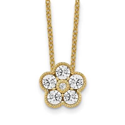 Diamond Vs/Si D E F Floral Pendant Necklace 14k Yellow Gold True Origin Lab Grown PM6345-050-YLD, M…
