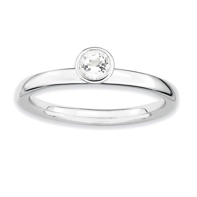 High 4mm Round White Topaz Ring - Sterling Silver QSK461, MPN: QSK461, 886774018287
