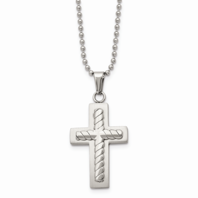 Cross Pendant 24 Inch Necklace Stainless Steel SRN506-24 by Chisel, MPN: SRN506-24, 886774040806