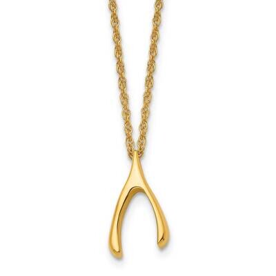 Yellow IP-plated Wishbone Necklace Stainless Steel Polished SRN1724-16 by Chisel, MPN: SRN1724-16, …