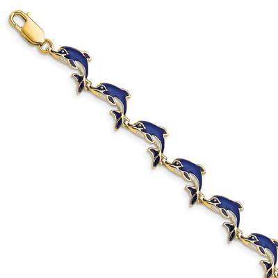 Dolphin Bracelet 14k Gold Enamel FB1576-7.25, MPN: FB1576-7.25, 637218117444