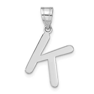 Bubble Letter K Initial Pendant 14k White Gold Polished YC1441WK, MPN: YC1441WK, 196904086803