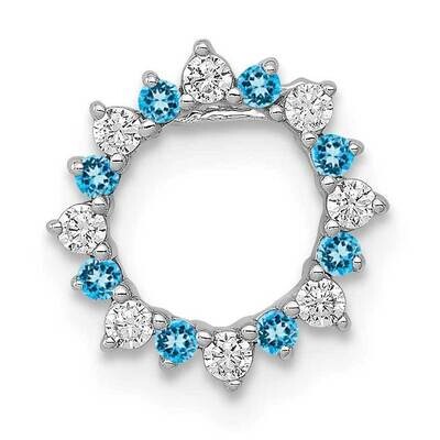 1/8Ct. Diamond &amp; Blue Topaz Fancy Circle Chain Slide 14k White Gold PM3855-BT-012-WA, MPN: PM3855-B…