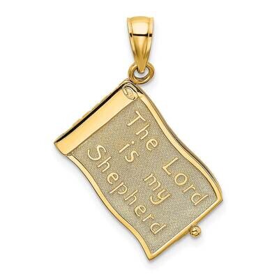 Moveable Pages The Lord Is My Shepherd(Psalm 23) Charm 14k Gold 3-D K8605, MPN: K8605, 637218111404