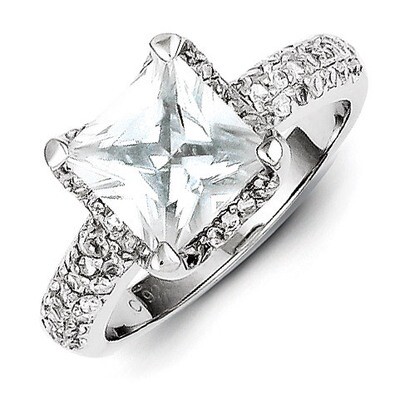 Square Diamond Ring Sterling Silver QR2707, MPN: QR2707, 883957605692