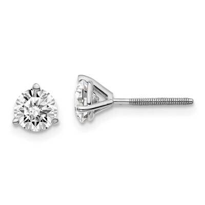 1ctw Cert. VS/SI D E F Lab Grown Diamond 3 Prong Screwbk Earrings 14k White Gold EM1007S-100C-WLD, …