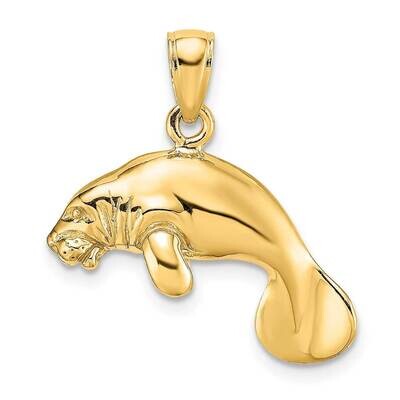 Swimming Manatee Charm 14k Gold 3-D Polished K8120, MPN: K8120, 637218061976