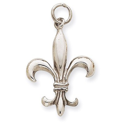 3-Dimensional Fleur de Lis Charm 14k White Gold Solid Polished K861, MPN: K861, 883957902197