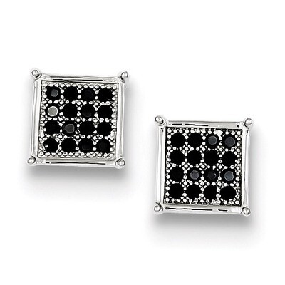 Black Diamond Pave Square Post Earrings Sterling Silver QE9124, MPN: QE9124, 883957542966