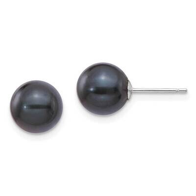 8-9mm Round Black Saltwater Akoya Earrings 14k White Gold XFW348E, MPN: XFW348E, 191101800146