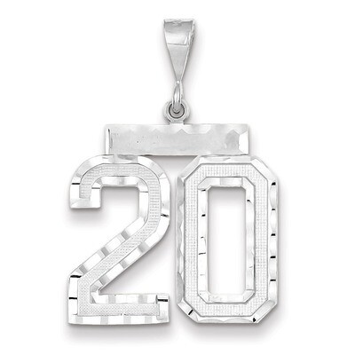 Number 20 Charm 14k white Gold Large Diamond -cut WLN20, MPN: WLN20, 883957123493