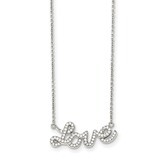 CZ Diamond Love Necklace 18 Inch Sterling Silver Polished QG3735-18, MPN: QG3735-18, 191101768507