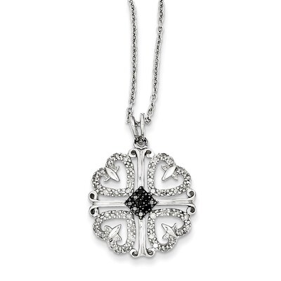 Black and White Diamond 4 Heart Pendant Necklace Sterling Silver QP2342, MPN: QP2342, 883957028347