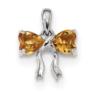 Polished Citrine Bow Pendant 14k white Gold XBS582, MPN: XBS582, 883957174211