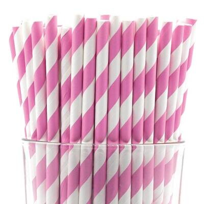 Pack of 150 Pink Wide Stripe Bio-degradable Paper Straws GM22627, MPN: GM22627, 788089151188