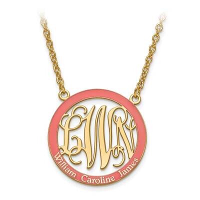 Laser Family Enameled Monogram Pendant with Chain Gold-plated Silver XNA571GP, MPN: XNA571GP,