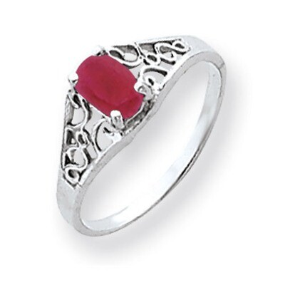 Created Ruby Ring 14k white Gold 6x4mm Oval Y4676CR, MPN: Y4676CR, 883957589947