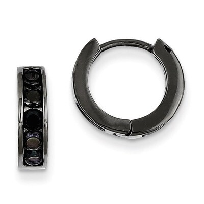 Black Rhodium Plated Black Diamond Hinged Hoop Earrings Sterling Silver QE9263, MPN: QE9263, 191101…