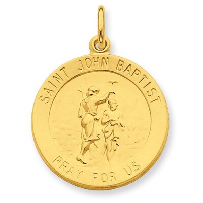 24k Gold-plated St. John Baptist Medal Sterling Silver QC5659