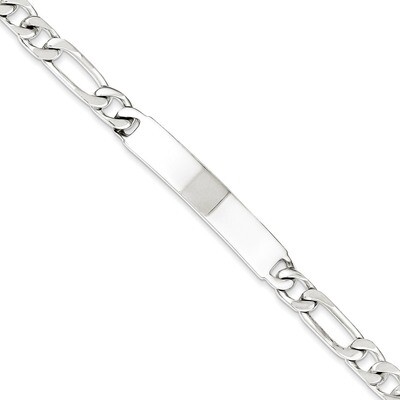8 Inch Engravable Figaro Link ID Bracelet Sterling Silver Polished QID108-8, MPN: QID108-8, 8839574…