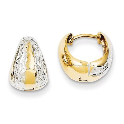 Polished and Textured Hoop Earrings 14K Gold &amp; Rhodium TL558, MPN: TL558, 886774562643