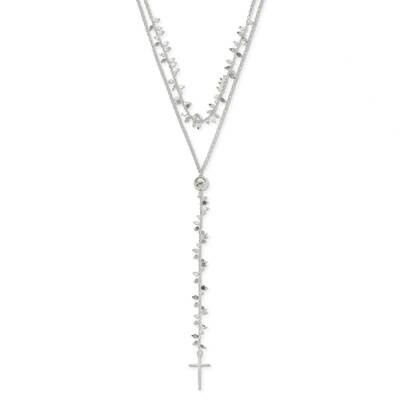 Cross with 2 Inch Extension 2-Strand Necklace Sterling Silver Polished QG6052-16, MPN: QG6052-16, 1…