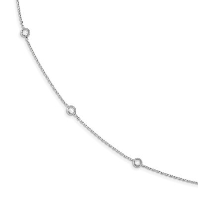 11-Station CZ Diamond Polished Necklace 24 Inch Sterling Silver Rhodium-plated QG4284-24, MPN: QG42…