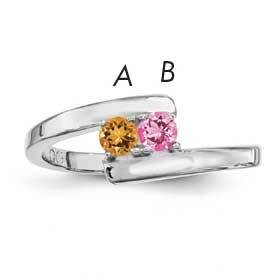 Synthetic 2 Stone Mother&#39;s Ring Sterling Silver Rhodium-plated XMR16/2SS-10, MPN: XMR16_2W--6, 8839…