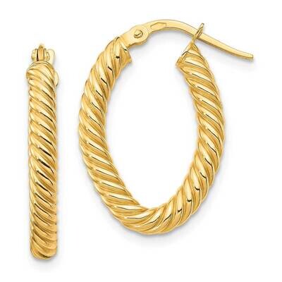 Small 2x 4mm Textured Oval Hoop Earrings 14k Gold TF1644, MPN: TF1644, 191101987885
