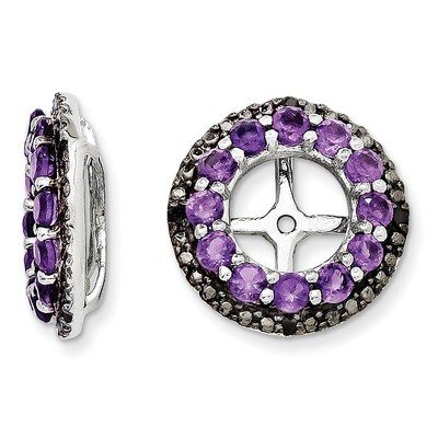 Amethyst &amp; Black Sapphire Earring Jacket Sterling Silver Rhodium QJ125FEB, MPN: QJ125FEB, 191101386…
