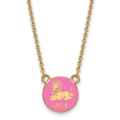 Phi Mu Extra Small Enameled Pendant with 18 Inch Chain Gold-plated Silver GP042PHM-18, MPN: GP042PH…