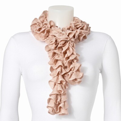 Beige Knitted Frill Fashion Scarf GM8338