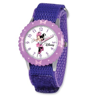 Disney Kids Minnie Mouse Purple Velcro Band Time Teacher Watch XWA3584, MPN: XWA3584, 843231059474
