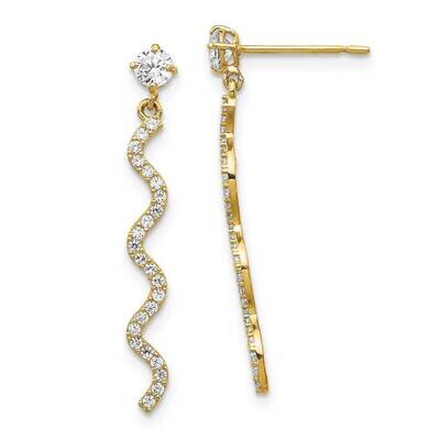 Wave Dangle Post Earrings 14k Gold CZ Diamond YE1866, MPN: YE1866, 886774073439