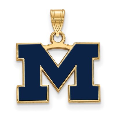 Michigan University of Small Blue Enamel Pendant Gold-plated Sterling Silver GP061UM, MPN: GP061UM,…