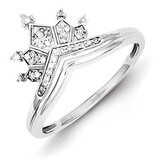 Crown Ring Sterling Silver Rhodium-plated Diamond QR5738, MPN: QR5738, 883957680682