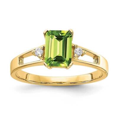 7x5mm Emerald Cut Peridot Diamond Ring 14k Gold Y4757PE_AA, MPN: Y4757PE_AA, 883957664811