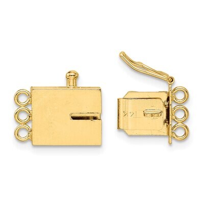 3-Strand Rectangular Barrel Clasp 14k Yellow Gold YG1826, MPN: YG1826,