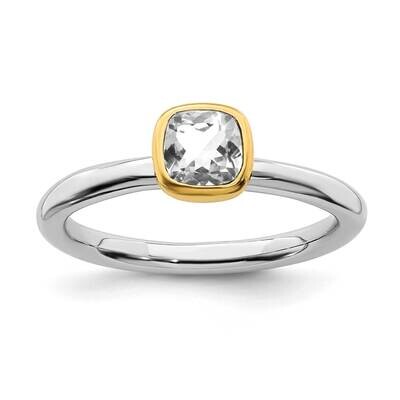 White Topaz Ring Sterling Silver Gold-plated QSK1890, MPN: QSK1890, 191101718298
