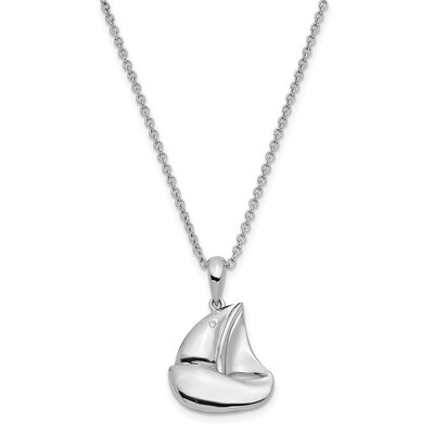 Explore Your World 14 Inch Necklace with 2 inch Extender Sterling Silver CZ Diamond QSX647, MPN: QS…