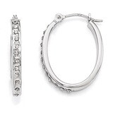 Oval Hinged Hoop Earrings 14k White Gold with Diamonds DF235, MPN: DF235, 191101179686