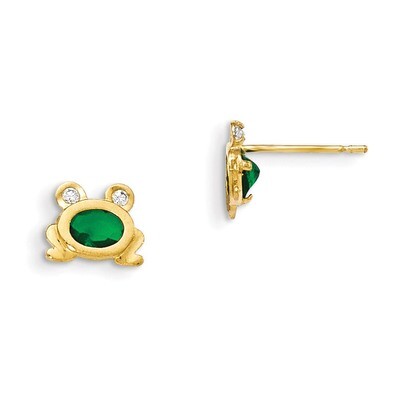 CZ Children&#39;S Frog Post Earrings 14k Gold GK851, MPN: GK851, 886774342818