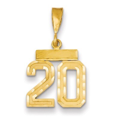 Number 20 Charm 14k Gold Small Diamond-cut SN20, MPN: SN20, 883957102689