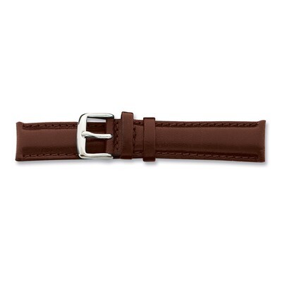 24mm Brown Smooth Leather Chrono Watch Band 7.5 Inch Silver-tone Buckle BA140-24, MPN: BA140-24, 88…