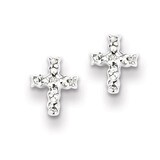 Diamond Cross Post Earrings Sterling Silver Rhodium-plated QDX163, MPN: QDX163, 883957567471