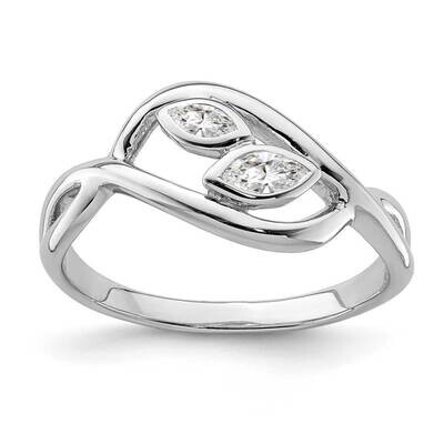 2-Marquise CZ Diamond Leaf Ring Sterling Silver Rhodium-plated QR6978, MPN: QR6978, 883957942490
