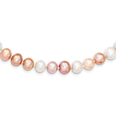 8-9mm Multi-color Cultured Freshwater Pearl Necklace 18 Inch Sterling Silver Rhodium-plated QH5289-…