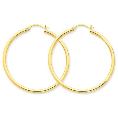 2.5mm Lightweight Round Hoop Earrings 14k Gold Polished T926L, MPN: T926L, 883957287645