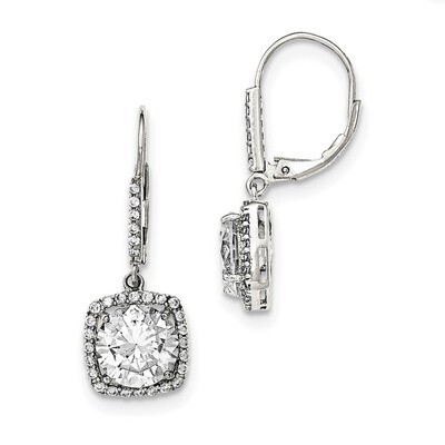 CZ Diamond Dangle Earrings Sterling Silver Polished QE12425, MPN: QE12425, 883957325286